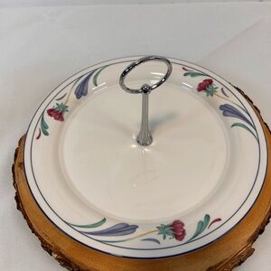 Lenox "Poppies on Blue" Chinastone tidbit serving tray Silver Handle - Retired‎